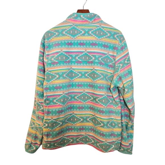 Chubbie's The Flame Commander Fleece Quarter Zip Teal & Pink Aztec Pullover - Picture 4 of 9